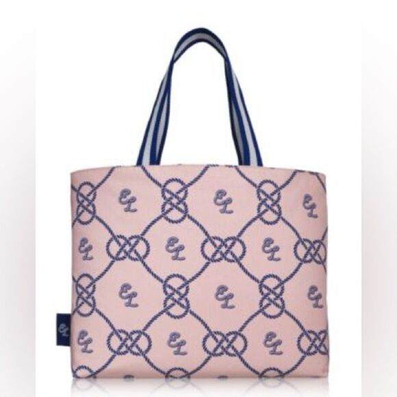 Estée Lauder Pink & Navy Logo Tote –NEW Beach/Shopper Bag with Rope Print - Picture 1 of 11